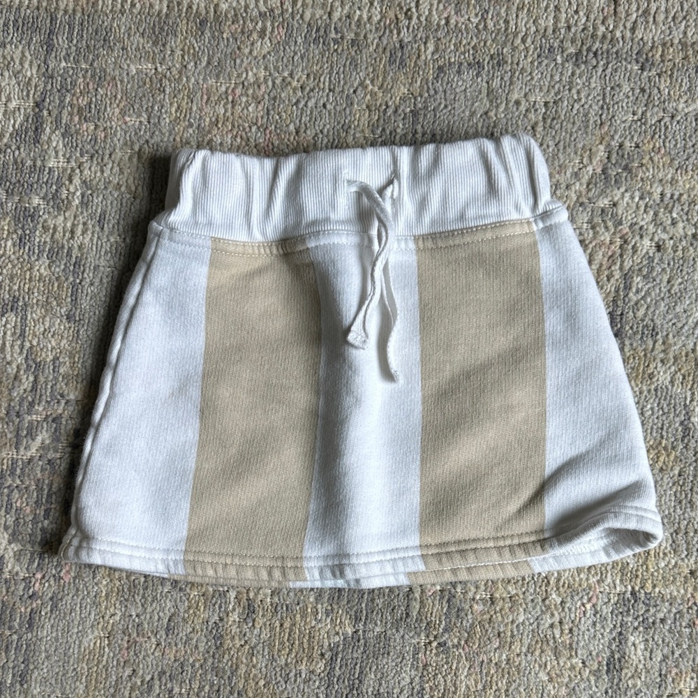Peachyboo Kids Striped White and Tan Mini Skirt